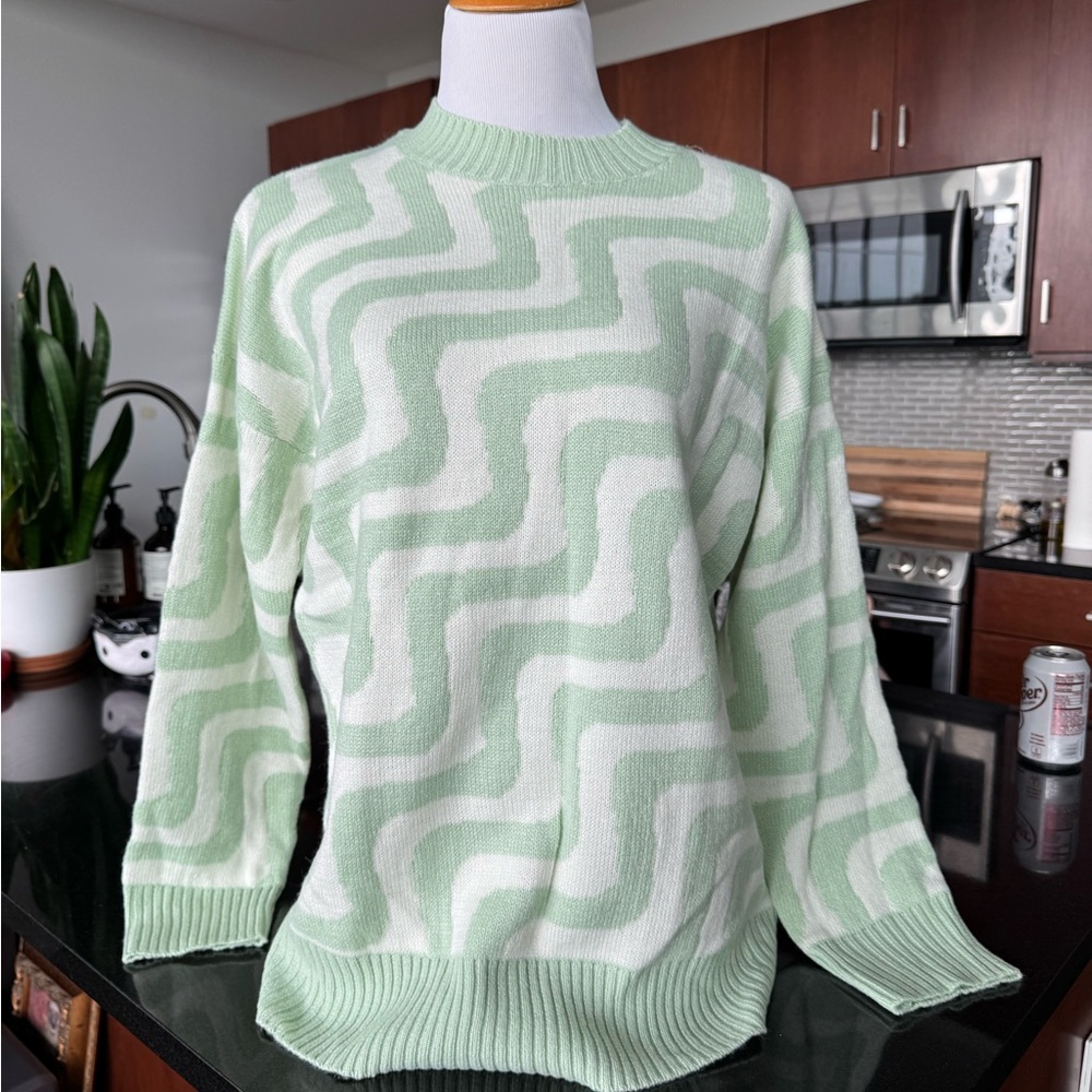 ASOS Light Green and White Patterned Sweater